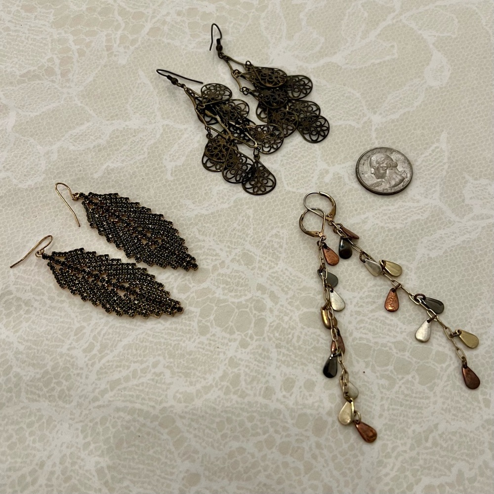 ✨ Long Drop Earrings Bundle, 3 pairs